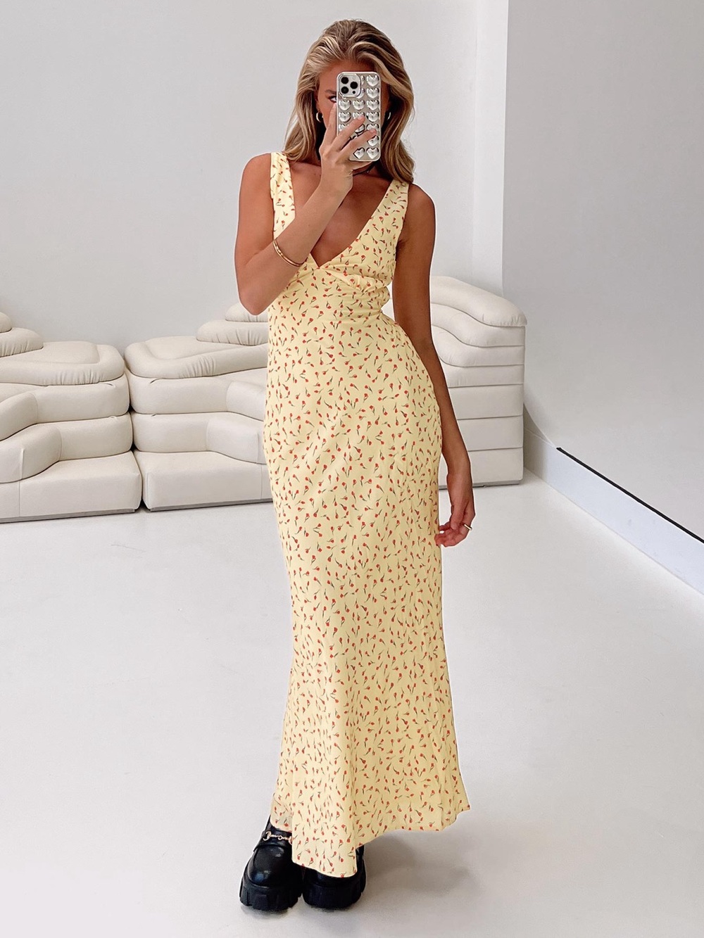 Red and Yellow Floral Nellie Maxie Dress Princess Polly 🌹🌼